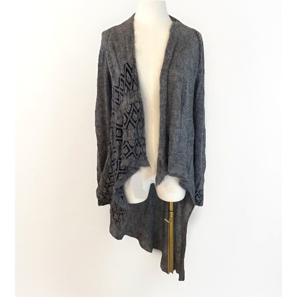 Sisters Sweaters - Siste's Italy Open Front Cardigan Duster Women's M Gray Mixed Weave Witchy Goth